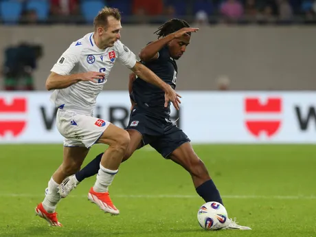 Norbert Gyomber počas zápasu Luxembursko - Slovensko v kvalifikácii na MS 2026.