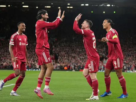 Andrew Robertson počas zápasu Liverpool FC - Atlético Madrid v 1. kole ligovej fázy Ligy majstrov. 