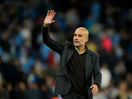 Pep Guardiola v zápase Manchester City - Neapol