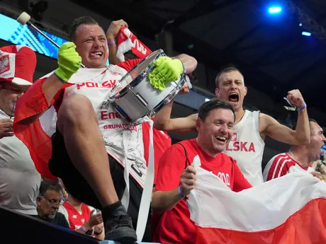 Poľskí fanúšikovia počas zápasu Turecko - Poľsko vo štvrťfinále ME v basketbale 2025. 