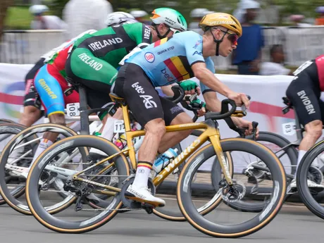 Belgičan Remco Evenepoel počas individuálnych pretekov mužov na MS v cestnej cyklistike v Kigali.