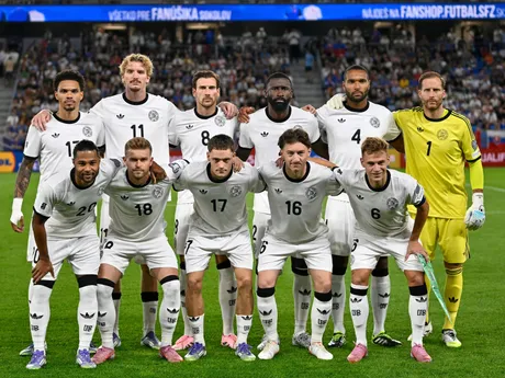 Nemeckí futbalisti pred zápasom Slovensko - Nemecko v kvalifikácii MS vo futbale 2026. 