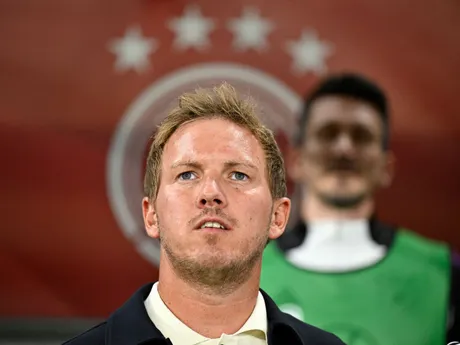 Julian Nagelsmann v zápase Slovensko - Nemecko v kvalifikácii MS vo futbale 2026. 
