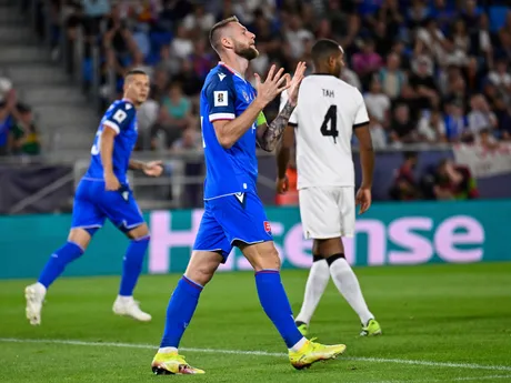 Milan Škriniar v zápase Slovensko - Nemecko v kvalifikácii MS vo futbale 2026.