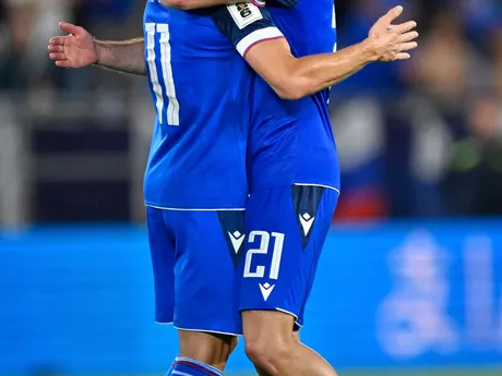 Matúš Bero a Ľubomír Tupta v zápase Slovensko - Nemecko v kvalifikácii MS vo futbale 2026.