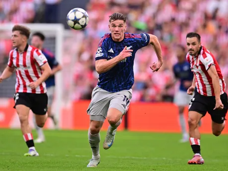 Útočník Arsenalu Viktor Gyoekeres v zápase Athletic Bilbao - Arsenal FC v 1. kole ligovej fázy Ligy majstrov.