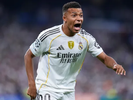 Kylian Mbappe počas zápasu 1. kola ligovej fázy Ligy majstrov Real Madrid - Olympique Marseille. 