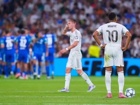 Kylian Mbappe počas zápasu 1. kola ligovej fázy Ligy majstrov Real Madrid - Olympique Marseille. 