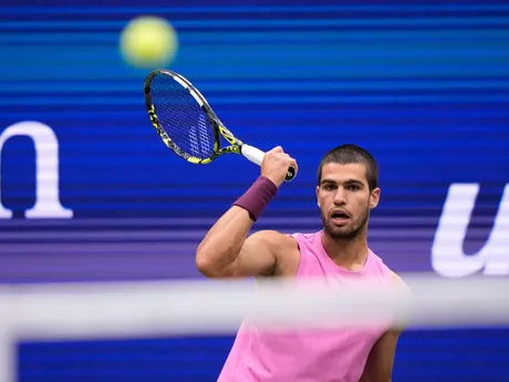 Carlos Alcaraz počas finále dvojhry na US Open 2025.