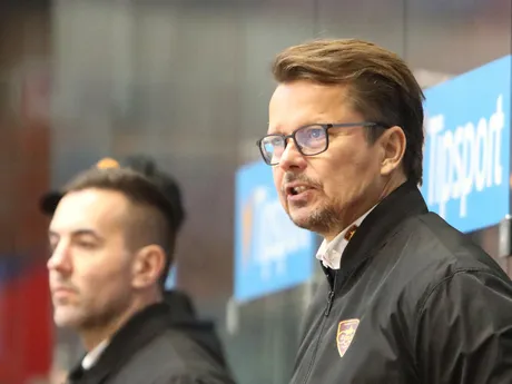 Hlavný tréner HK Dukla Trenčín Tommi Hämäläinen počas predohrávky 14. kola Tipsport ligy HKM Zvolen - HK Dukla Trenčín.