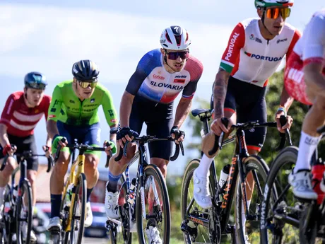 Slovenský cyklista Martin Svrček počas pretekov elite na ME 2025.