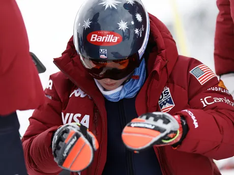 Mikaela Shiffrinová počas obrovského slalomu žien v rakúskom Söldene. 