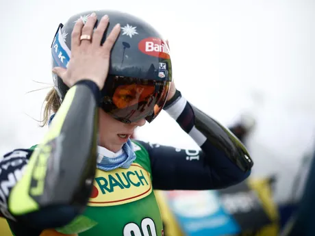 Mikaela Shiffrinová počas obrovského slalomu žien v rakúskom Söldene. 