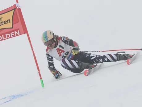 River Radamus počas obrovského slalomu mužov v Söldene. 