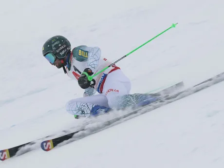 Andreas Žampa počas obrovského slalomu mužov v Söldene. 