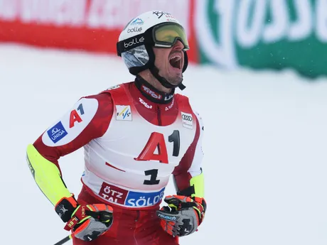 Stefan Brennsteiner počas obrovského slalomu mužov v Söldene. 