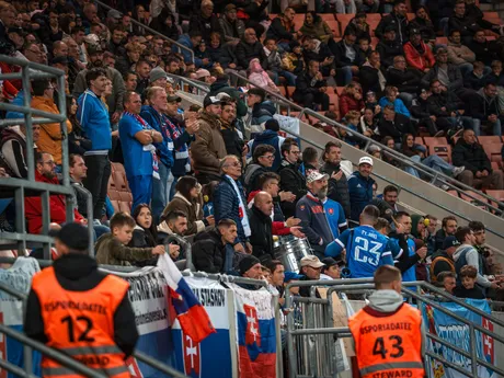 Fanúšikovia počas zápasu Slovensko - Luxembursko v kvalifikácii na MS vo futbale 2026. 