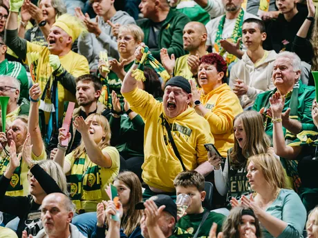 Momentka zo zápasu Patrioti Levice - AEK Atény v Lige majstrov. 