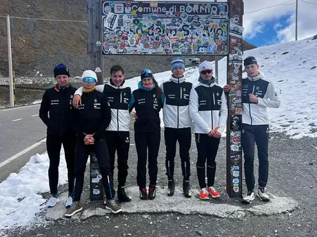 Slovenský tím na tréningu v Bormiu. 