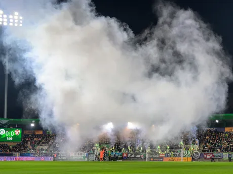 Dymovnice na zápase 14. kola futbalovej Niké ligy FC Tatran Prešov - FC Spartak Trnava