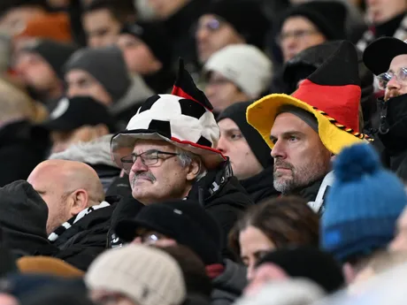 Fanúšikovia Nemecka počas zápasu A- skupiny európskej časti kvalifikácie MS2026 Nemecko - Slovensko.