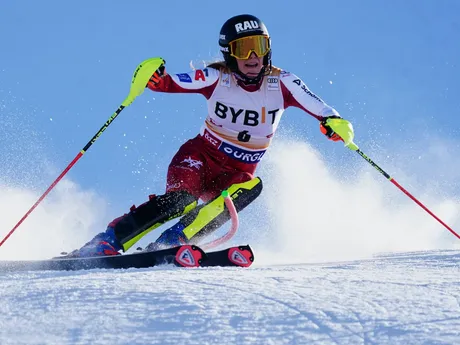 Katharina Liensbergerová počas slalomu žien v rakúskom Gurgli. 