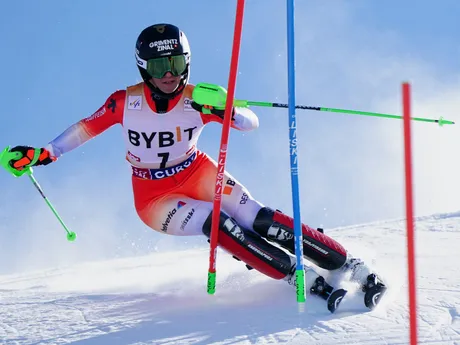 Camille Rastová počas slalomu žien v rakúskom Gurgli.