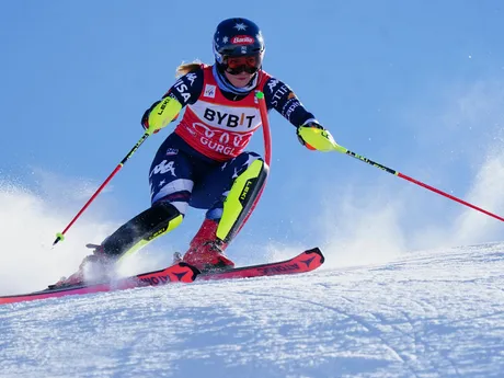 Mikaela Shiffrinová počas slalomu žien v rakúskom Gurgli. 