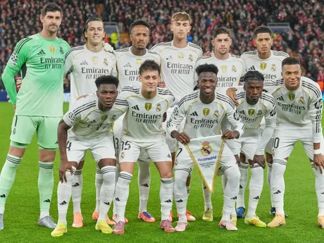 Real Madrid počas zápasu Liverpool FC - Real Madrid v 4. kole Ligy majstrov. 