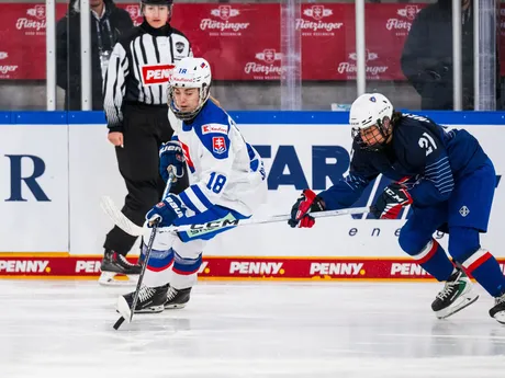 Slovenské hokejistky počas zápasu Slovensko - Francúzsko na Nemeckom pohári žien 2025.