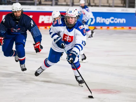 Slovenské hokejistky počas zápasu Slovensko - Francúzsko na Nemeckom pohári žien 2025.