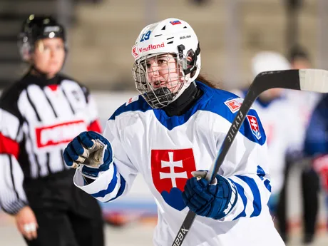 Slovenské hokejistky počas zápasu Slovensko - Francúzsko na Nemeckom pohári žien 2025.