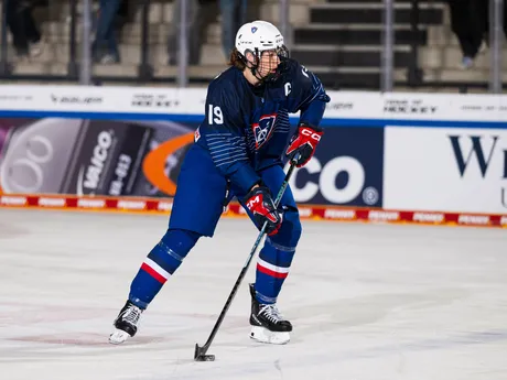 Slovenské hokejistky počas zápasu Slovensko - Francúzsko na Nemeckom pohári žien 2025.