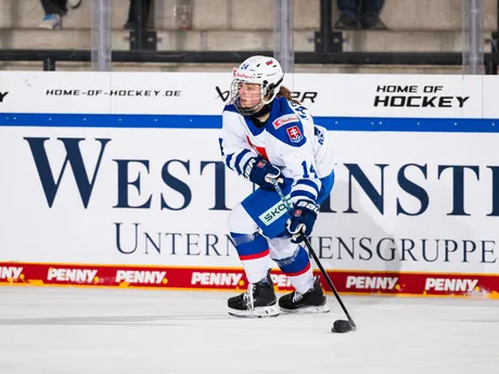 Slovenské hokejistky počas zápasu Slovensko - Francúzsko na Nemeckom pohári žien 2025.