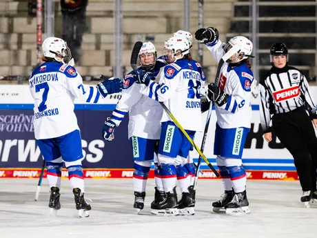 Slovenské hokejistky počas Nemeckého pohára 2025.