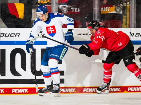 Patrik Koch a Lukas Haudum v zápase Slovensko - Rakúsko