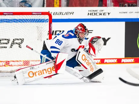 Eugen Rabčan počas zápasu Slovensko - Lotyšsko na Nemeckom pohári 2025.