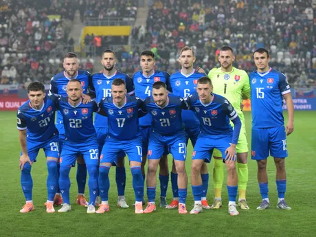Hráči Slovenska pózujú pred zápasom A-skupiny európskej kvalifikácie MS 2026 vo futbale Slovensko - Severné Írsko v Košiciach. 