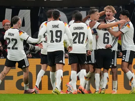 Nemecko oslavuje gól počas zápasu Nemecko - Slovensko v kvalifikácii MS vo futbale 2026. 