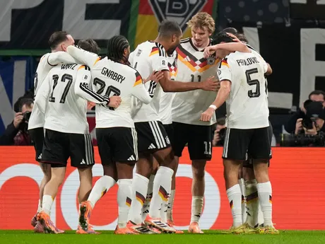 Nemecko oslavuje počas zápasu Nemecko - Slovensko v kvalifikácii MS vo futbale 2026. 