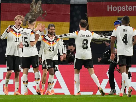 Nemecko oslavuje počas zápasu Nemecko - Slovensko v kvalifikácii MS vo futbale 2026. 