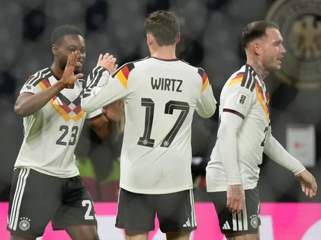 Nemecko oslavuje počas zápasu Nemecko - Slovensko v kvalifikácii MS vo futbale 2026. 