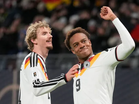 Nemecko oslavuje počas zápasu Nemecko - Slovensko v kvalifikácii MS vo futbale 2026. 