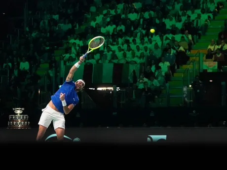 Matteo Berrettini počas finále Davis Cupu Taliansko - Španielsko.