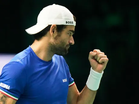 Matteo Berrettini počas finále Davis Cupu Taliansko - Španielsko.