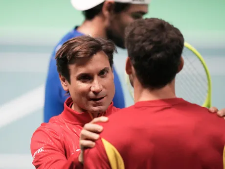 David Ferrer počas finále Davis Cupu Taliansko - Španielsko.