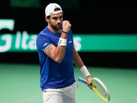 Matteo Berrettini počas finále Davis Cupu Taliansko - Španielsko.