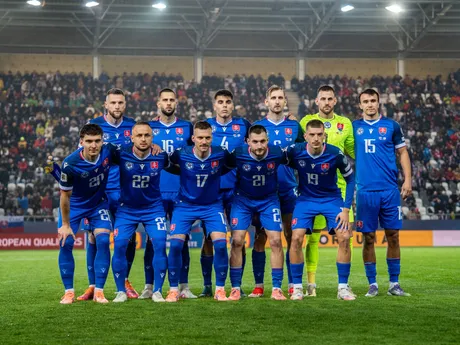 Na snímke hráči Slovenska počas kvalifikačného zápasu na Majstrovstvá sveta 2026 medzi Slovenskom a Severným Írskom v Košiciach.
