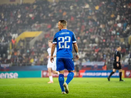 Na snímke hráč Slovenska Stanislav Lobotka (22) počas kvalifikačného zápasu na Majstrovstvá sveta 2026 medzi Slovenskom a Severným Írskom v Košiciach.
