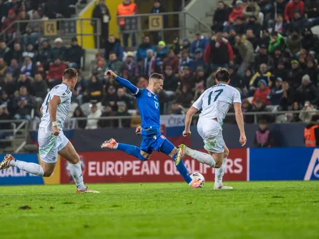 Na snímke hráč Slovenska Lukáš Haraslín (17) počas kvalifikačného zápasu na Majstrovstvá sveta 2026 medzi Slovenskom a Severným Írskom v Košiciach.